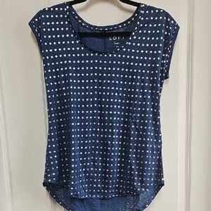 LOFT Blue Linen Asymmetrical T-Shirt